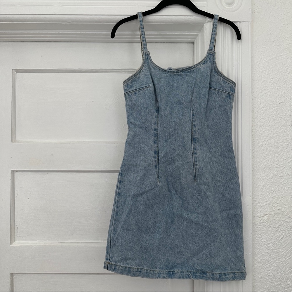 john galt/brandy melville light wash fitted denim dress